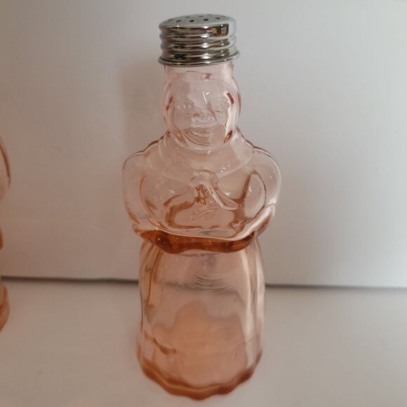 Vintage Imperial Pink Glass Maid & Butler Salt & Pepper Shakers - Picture 3 of 7